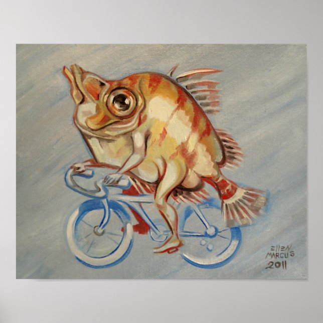 Boarfish auf einem Fahrrad Poster (Vorne)