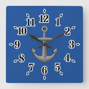 Boat Anchor Cartoon Quadratische Wanduhr