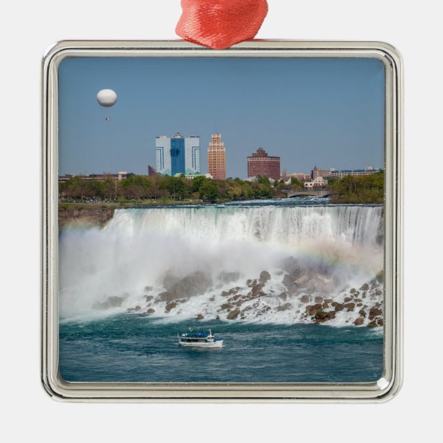 Boat and American Falls from Niagara Falls Ornament Aus Metall (Vorne)