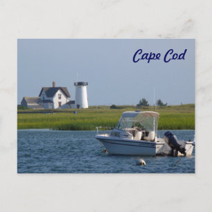 Boat and Lighthouse Chatham Cape Cod Postkarte