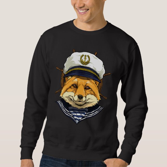 Boat Captain Fox Boat  Boat Owners Sailor Fox Sweatshirt (Vorderseite)