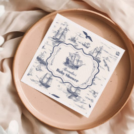 Boat Elegante Toile Nautical Baby Shower Serviette
