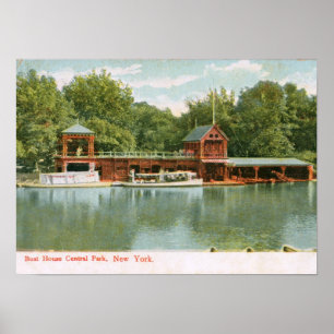 Boat House, Central Park, New York City 1918 Vinta Poster
