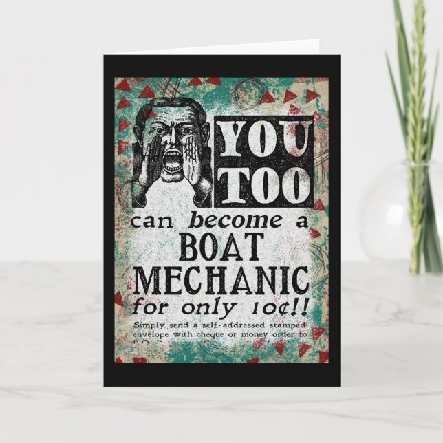 Boat Mechanic - Funny Vintage Retro Karte (Vorderseite)