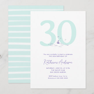 Boat Ocean Nautical Coastal Moderne 30. Geburtstag Einladung