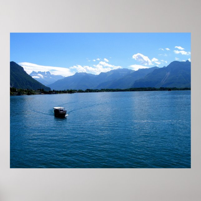 Boat on Lake Geneva Poster (Vorne)