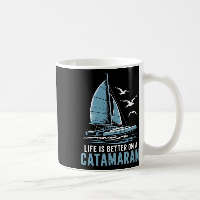 Boat Sailing Boating Sailor Catamaran Sailing  Kaffeetasse (Rechts)