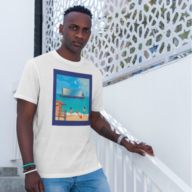 Boat Screen Beach Illustration T-Shirt (Von Creator hochgeladen)