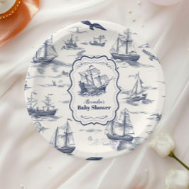 Boat Toile Nautical Baby Dusche Pappteller