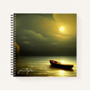 Boat Under the Moonlight Personalisiert Journal Notizbuch