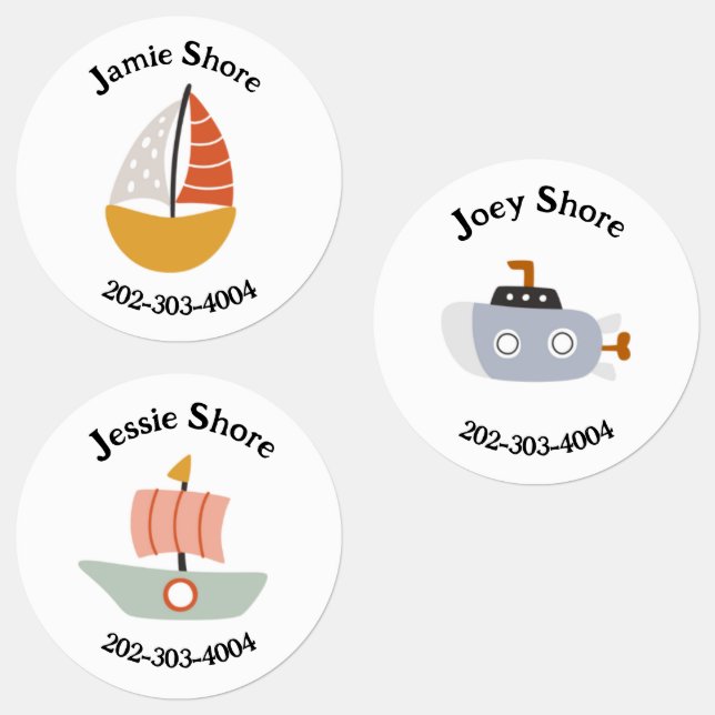 Boat Waterproof Circle Sticker Name Labels (Gruppe)