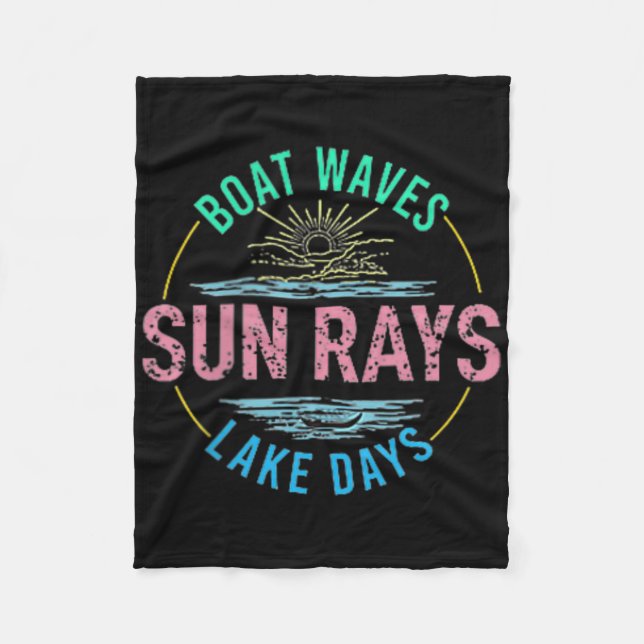 Boat Waves Sun Rays Lake Days Niedlich Retro 70er  Fleecedecke (Vorderseite)