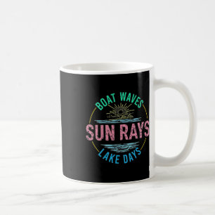 Boat Waves Sun Rays Lake Days Niedlich Retro 70er  Kaffeetasse