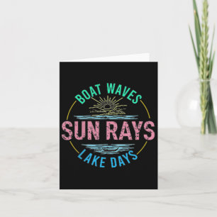 Boat Waves Sun Rays Lake Days Niedlich Retro 70er Karte