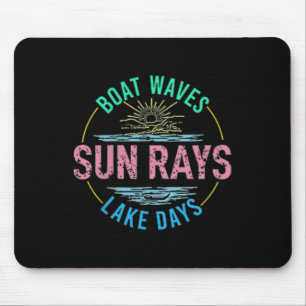 Boat Waves Sun Rays Lake Days Niedlich Retro 70er Mousepad