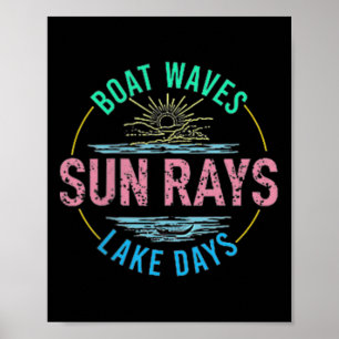 Boat Waves Sun Rays Lake Days Niedlich Retro 70er Poster