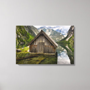 Boathouse am Obersee in den Alpen in Deutschland Leinwanddruck