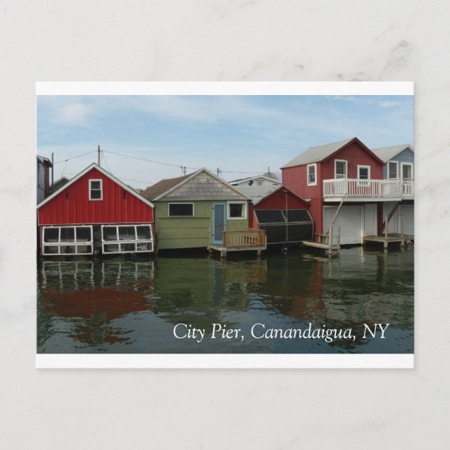 Boathouse: City Pier, Canandaigua, NY Postkarte (Vorderseite)
