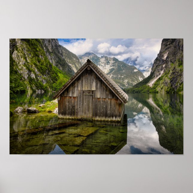 Boathouse im Obersee in den Alpen in Deutschland Poster (Vorne)