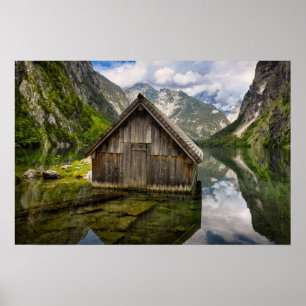 Boathouse im Obersee in den Alpen in Deutschland Poster