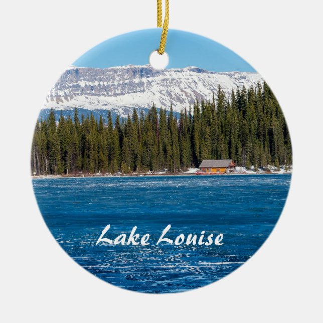 Boathouse neben Lake Louise - Banff, Kanada Keramik Ornament (Vorne)