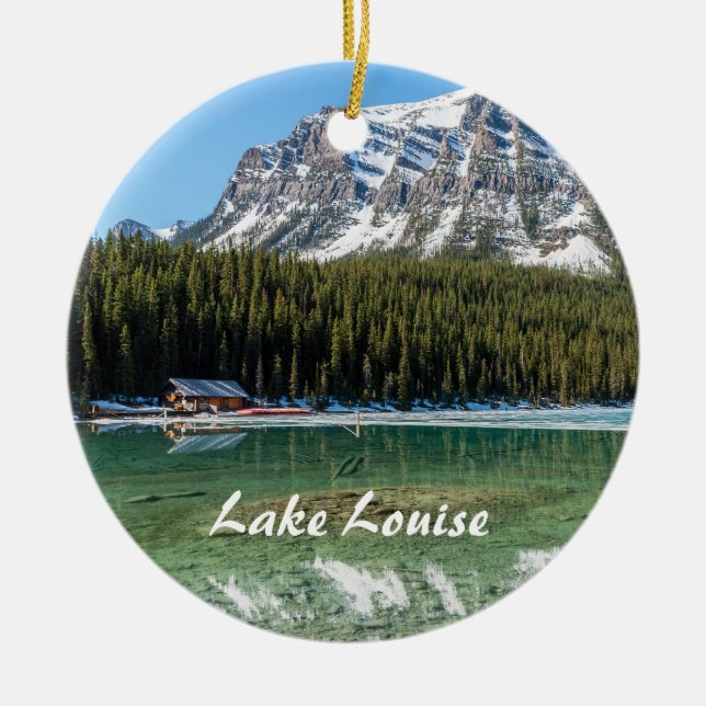 Boathouse neben Lake Louise - Banff, Kanada Keramik Ornament (Vorne)