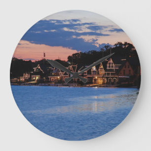 Boathouse Row dusk Große Wanduhr