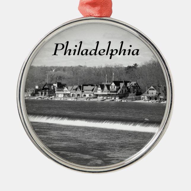 Boathouse Row winter b/w Silbernes Ornament (Vorne)