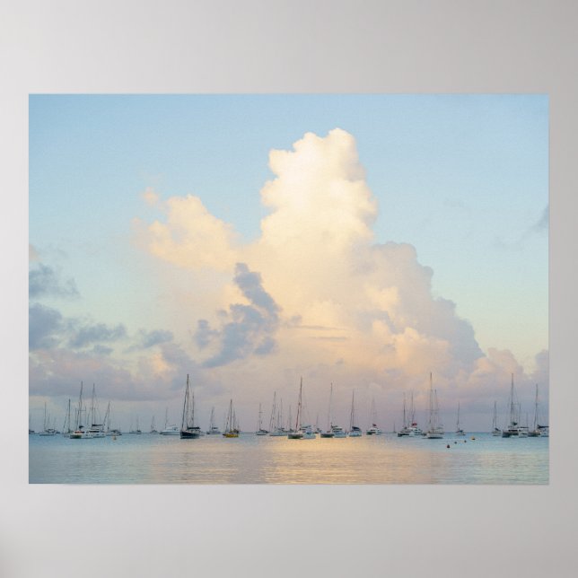 Boats in a bay, Saint-Anee, Martinique dreamy Poster (Vorne)