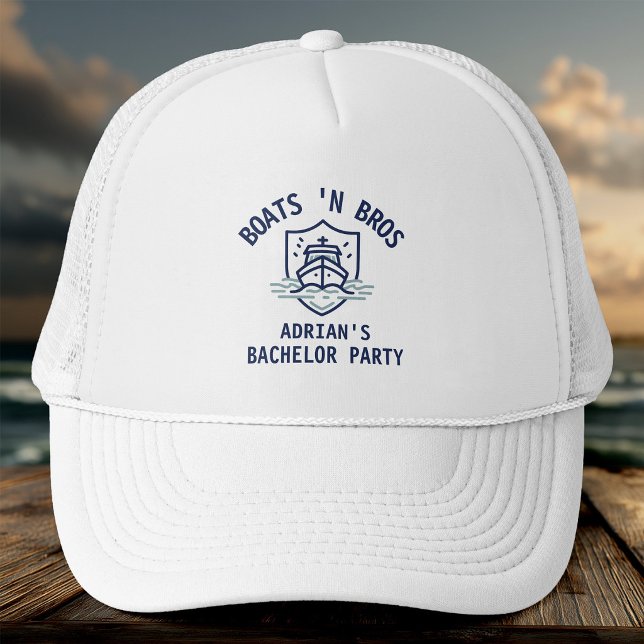Boats N Bros Bachelor Party Favor Nautical Groom Truckerkappe (Von Creator hochgeladen)