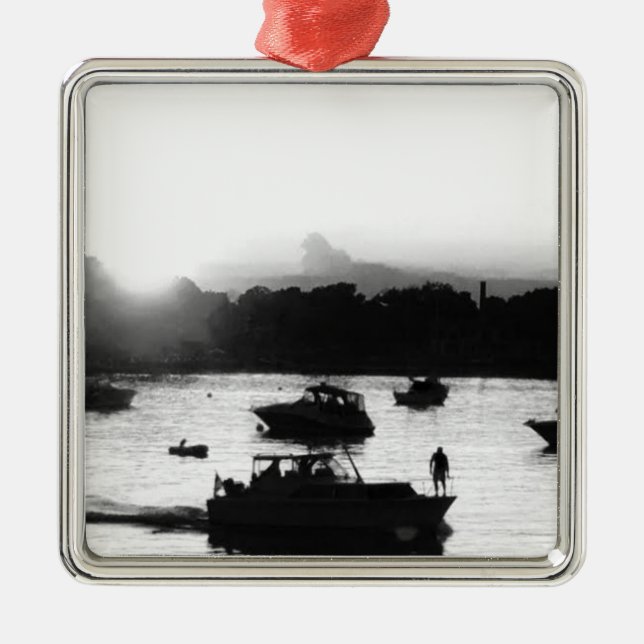 Boats on Lake Erie Silhouette Christmas Ornament (Vorne)