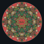 BOB ~ CHRISTMAS ~ Gelbgrün Runder Aufkleber<br><div class="desc">Das ist ein Kaleidoskop aus rot,  gelb,  blau,  weiß und grün. Es hat ein ausgeprägtes 3D-Design.</div>