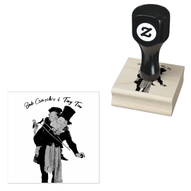 Bob Cratchit and Tiny Tim Christmas Carol Gummistempel (Stempel)