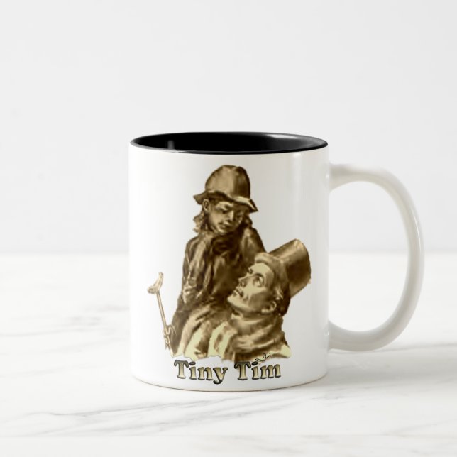Bob Cratchit und kleines Tim-Weihnachten Carol Zweifarbige Tasse (Rechts)