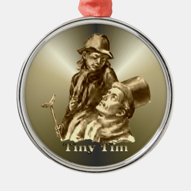 Bob Cratchit und Tiny Tim Weihnachtslied Silbernes Ornament (Vorne)
