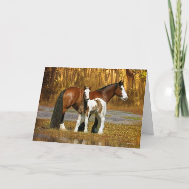 Bob Langrish | Gypsy Vanner Mare and Foal Fantasy Karte (Vorderseite)
