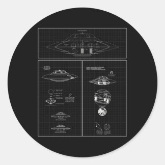 Bob Lazar Sport Model Uap Blueprint Runder Aufkleber