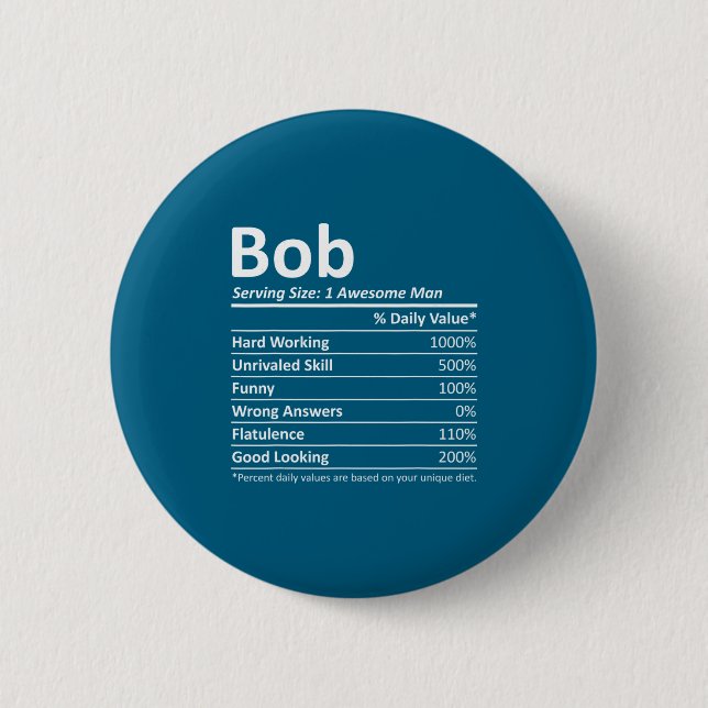 Bob Nutrition Funny Birthday D Name Gif  Button (Vorderseite)
