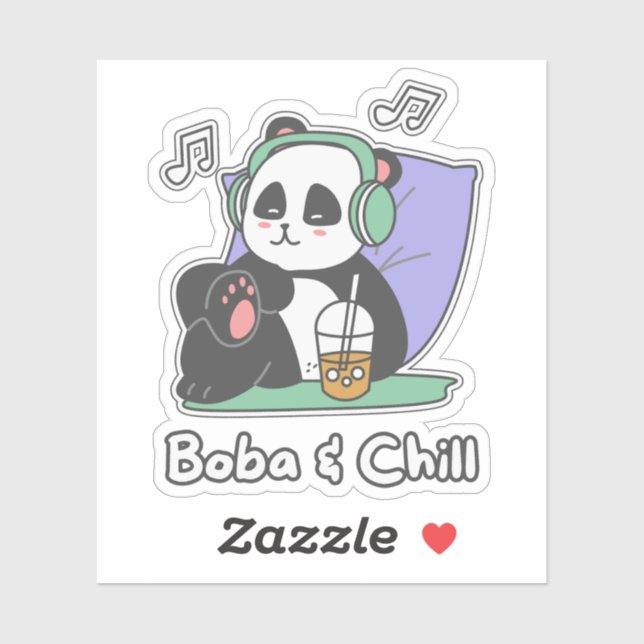 Boba and Chill, Bubble Tea Boba Kawaii Aufkleber (Blatt)
