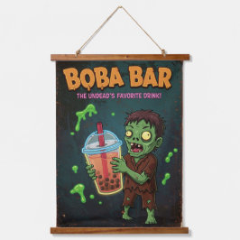 Boba Bar – Der Lieblingsdrink der Untoten! Wandteppich Mit Holzrahmen