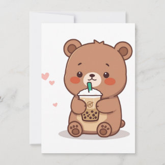 Boba Bear – Cute Bubble Tea Lover Illustration Mitteilungskarte