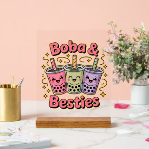 BOBA & Besties Vibes - Perfekt für Boba Tea Liebha Acrylschild