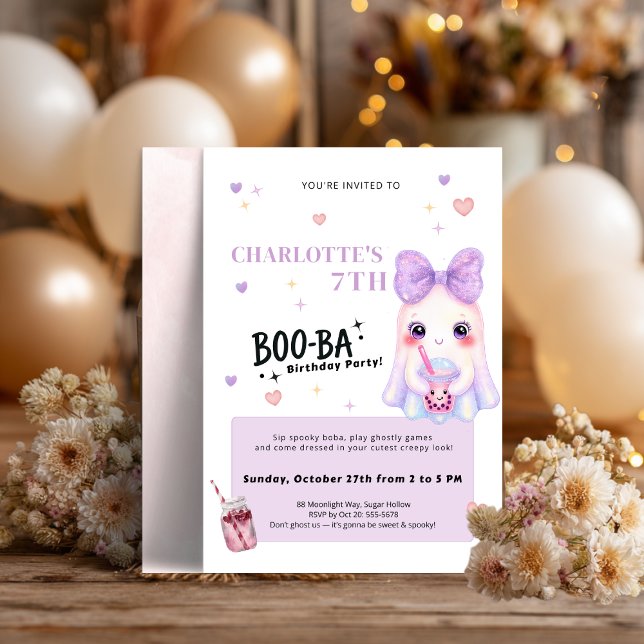 Boba Birthday Invitation | Cute Spooky BOO-BA Part (Von Creator hochgeladen)