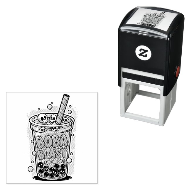 Boba Blast – Sip or Die! Self Inking Rubber Stamp Permastempel (Beispiel)