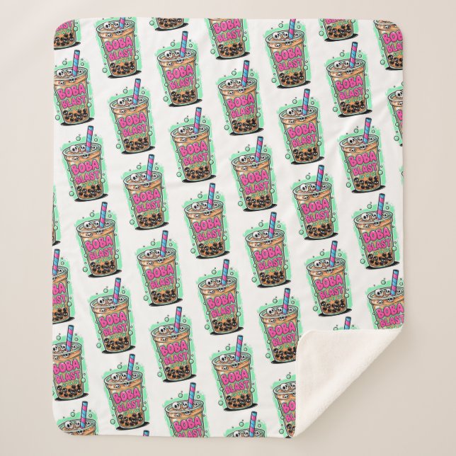 Boba Blast – Sip or Die! Sherpa Blanket Sherpadecke (Vorderseite)