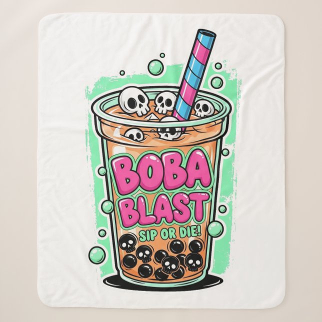 Boba Blast – Sip or Die! Sherpa Blanket Sherpadecke (Vorderseite)