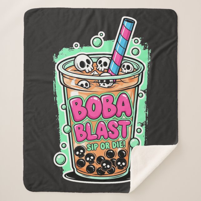 Boba Blast – Sip or Die! Sherpa Blanket Sherpadecke (Vorderseite)