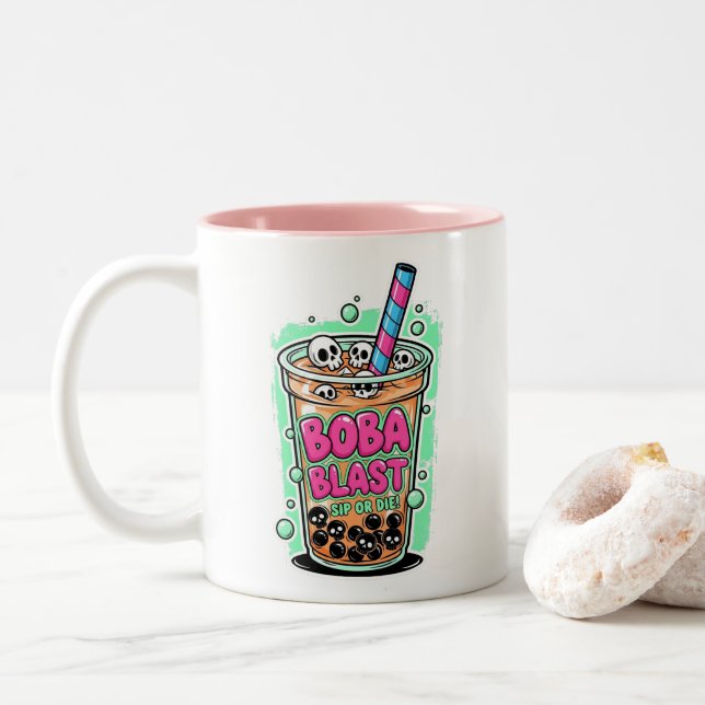 Boba Blast – Trinke oder stirb! Kaffeetasse (Mit Donut)
