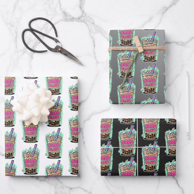 Boba Blast – Wrapping Paper Flat Sheet Set of 3 Geschenkpapier Set (Vorderseite)