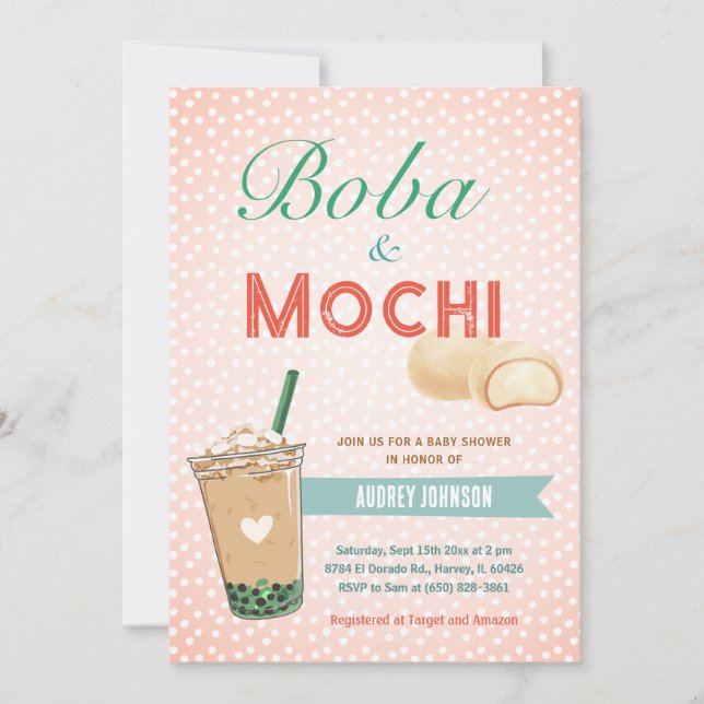 Boba Bubble Tea Baby Shower Japan Korea Kawaii Einladung (Vorderseite)